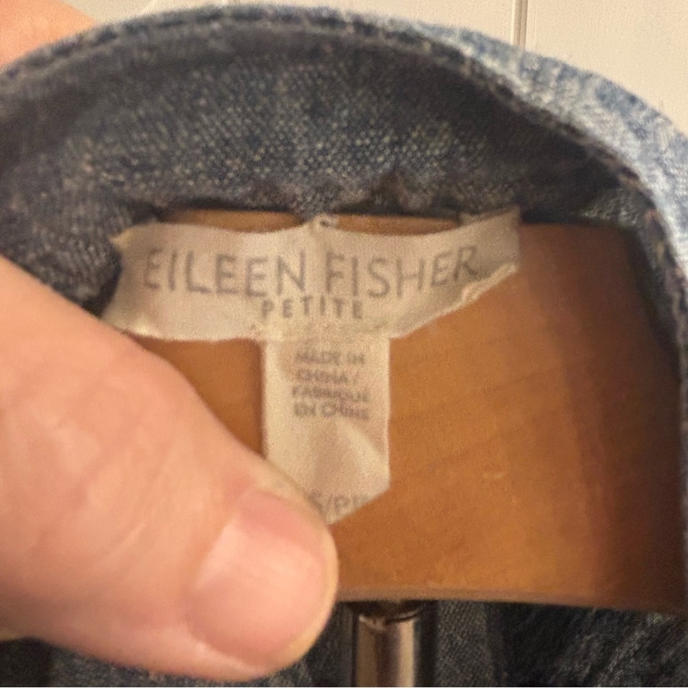 Eileen Fisher Hemp Organic Cotton Chambray Tunic Petite Small Sustainable Top - Picture 3 of 11
